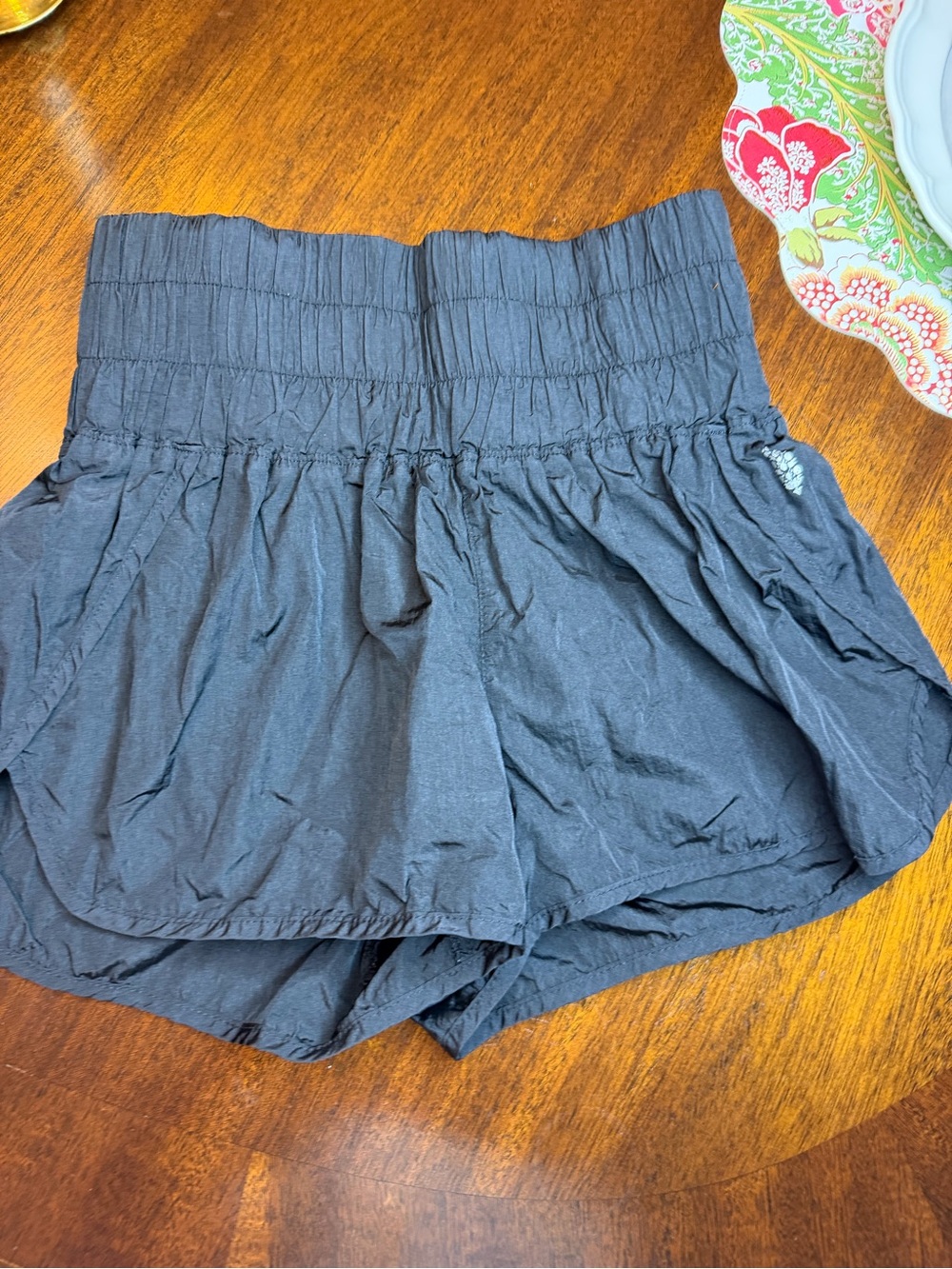 Free People Black Smocked Waist Athletic Shorts